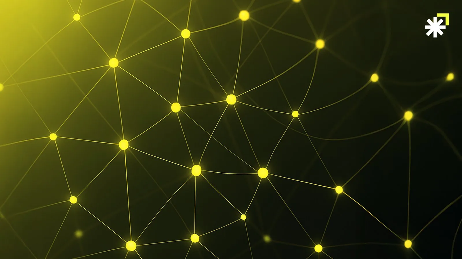 Network of glowing nodes connected by lines on a dark background