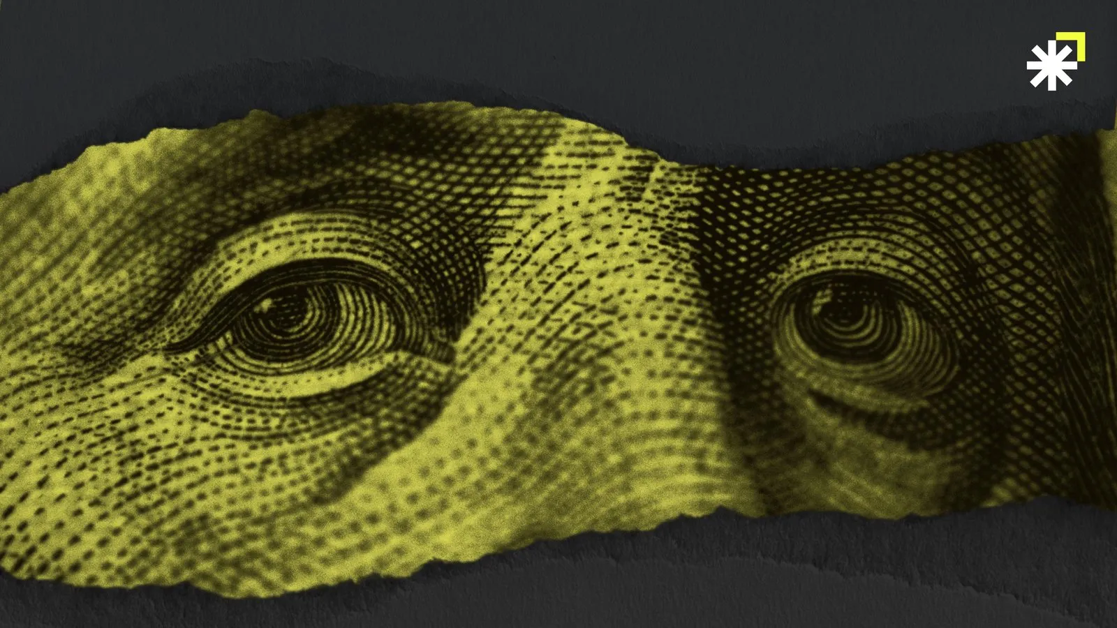 Yellow-tinted engraved portrait from a banknote on a dark background